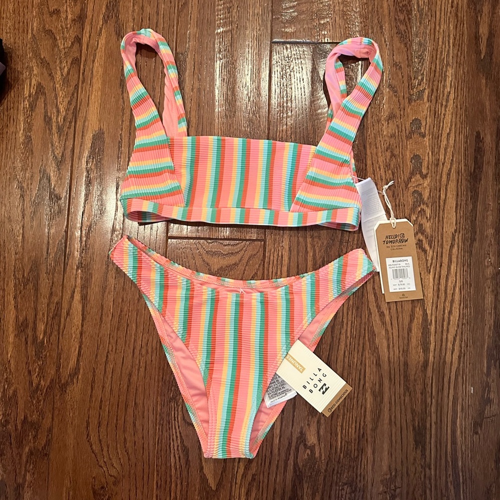 Billabong Island Glow Tanlines Tank Bikini Top + Hike Stripe Bikini Bottoms